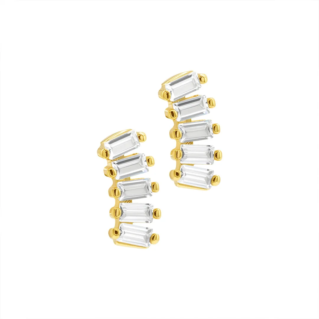 14k Gold Plated Baguette Climbing Earrings