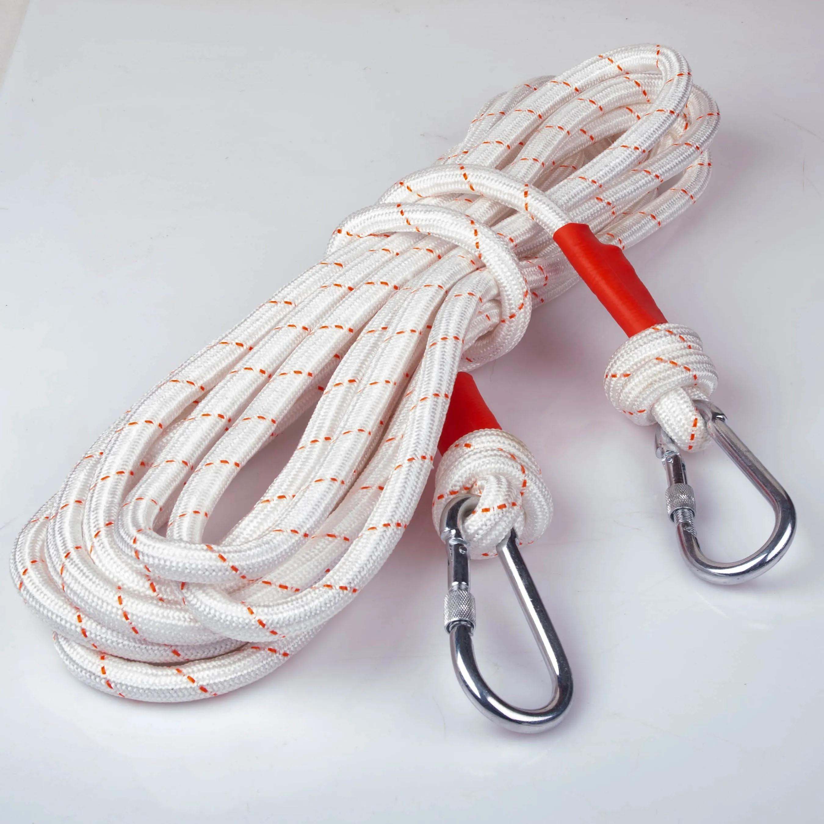 16mm 10m Safety Nylon Climbing Rope UV-Resistant   2 Carabiner