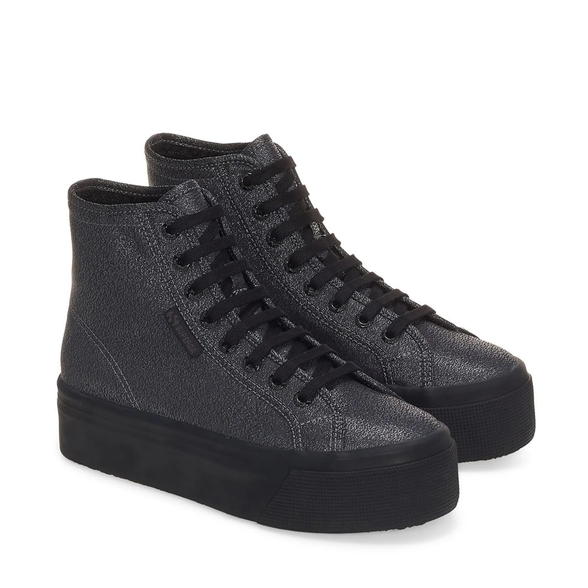 2708 High Top Lamé Sneakers - Total Black Hematite