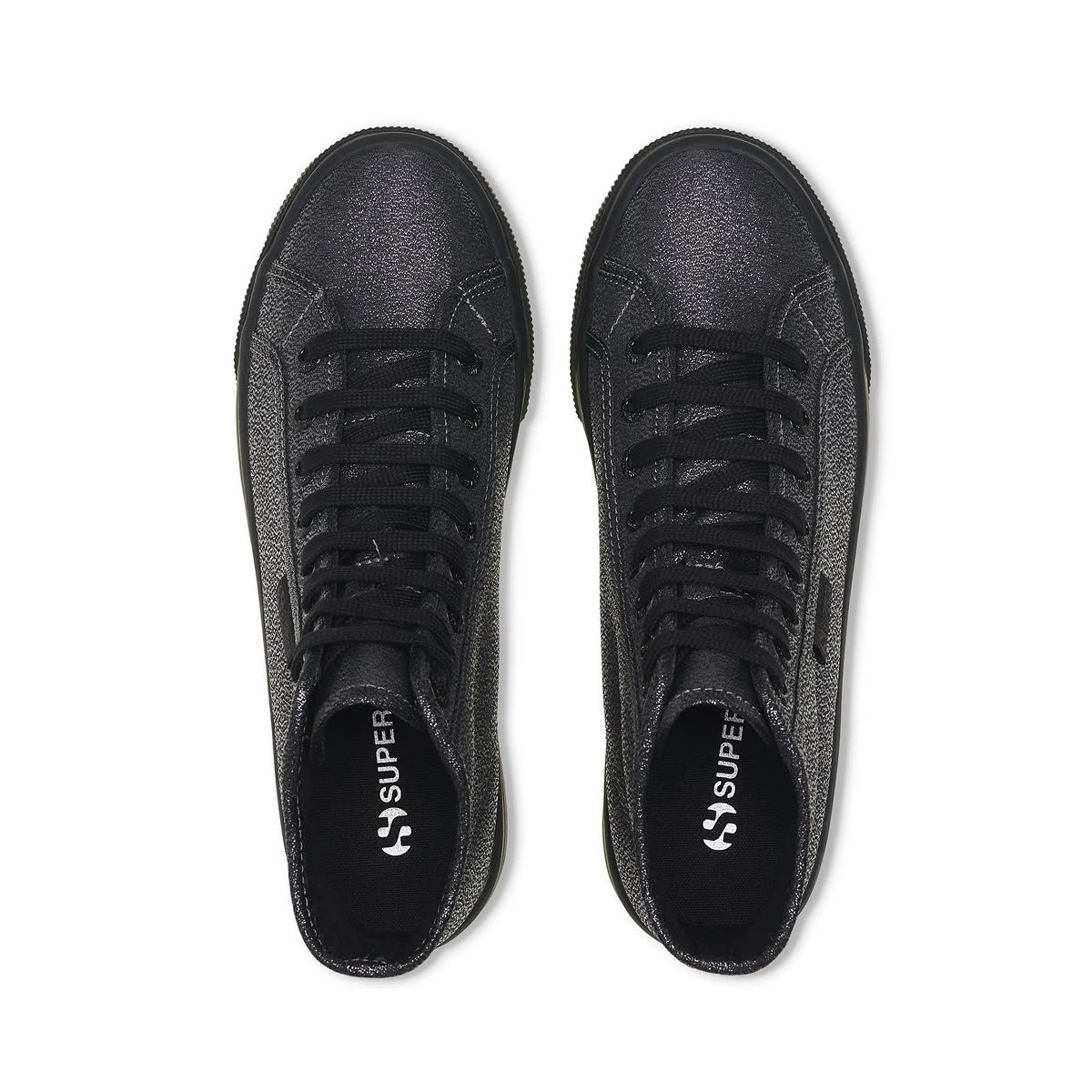 2708 High Top Lamé Sneakers - Total Black Hematite