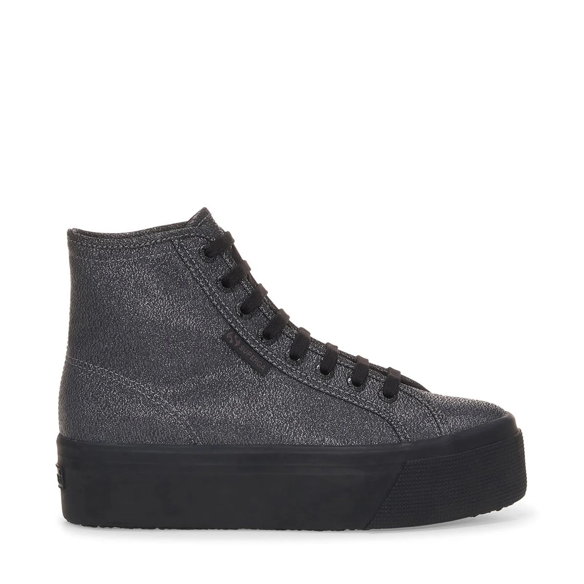 2708 High Top Lamé Sneakers - Total Black Hematite