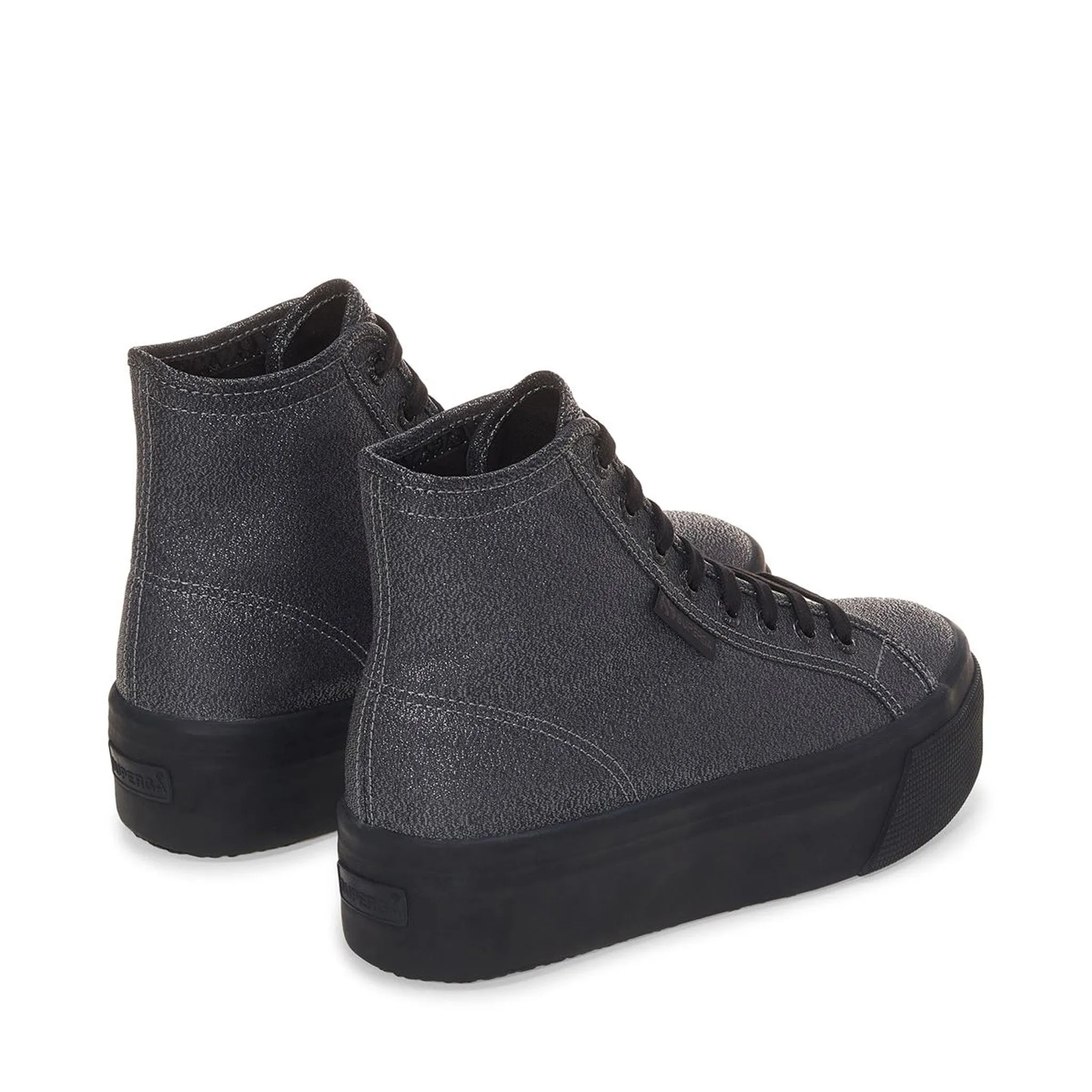 2708 High Top Lamé Sneakers - Total Black Hematite