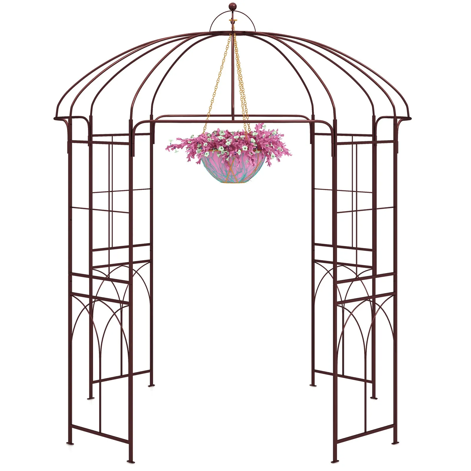 4-Sided Metal Birdcage Shape Garden Arch for Patio Lawn Wedding-Bronze