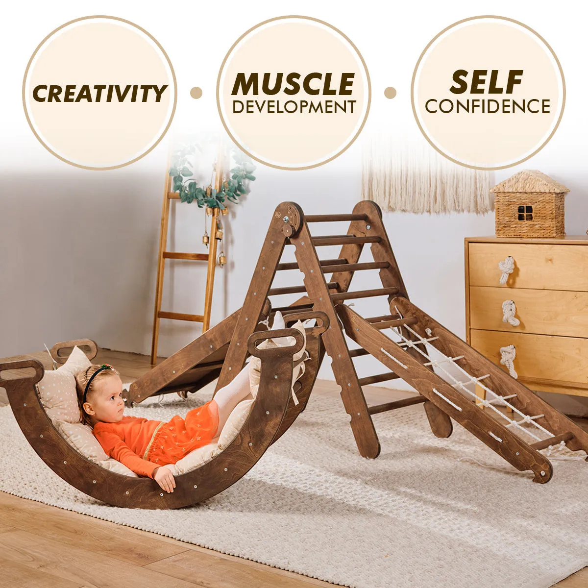 5in1 Montessori Climbing Set – Chocolate