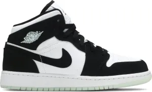 Air Jordan 1 Mid SE GS Glow in the Dark Panda sneakers, white