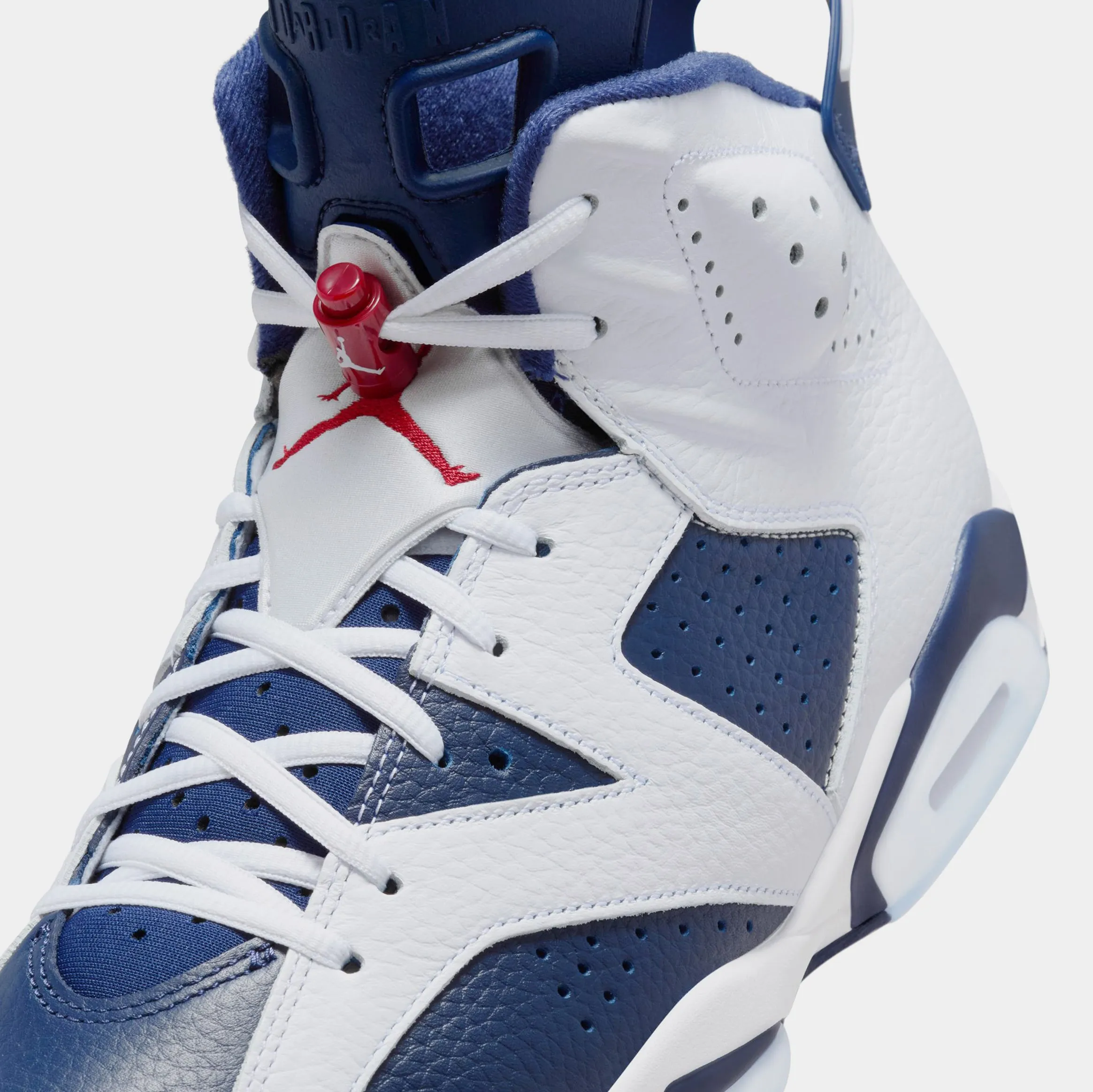 Air Jordan 6 Retro White and Midnight Navy Mens Lifestyle Shoes (White/Varsity Red/Midnight Navy)