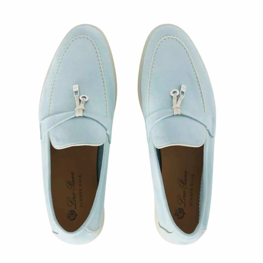 Babouche Charms Azure Sapphire Suede Loafers