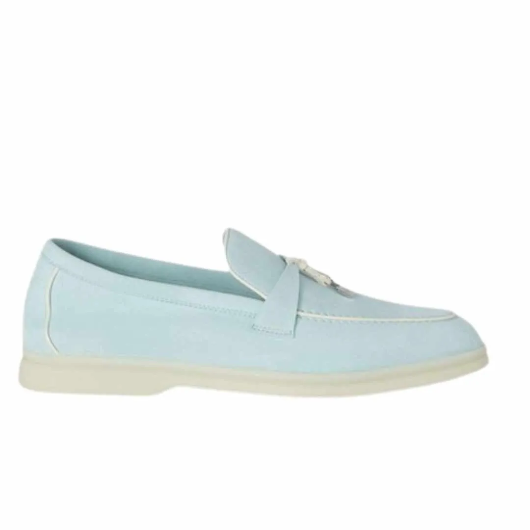 Babouche Charms Azure Sapphire Suede Loafers