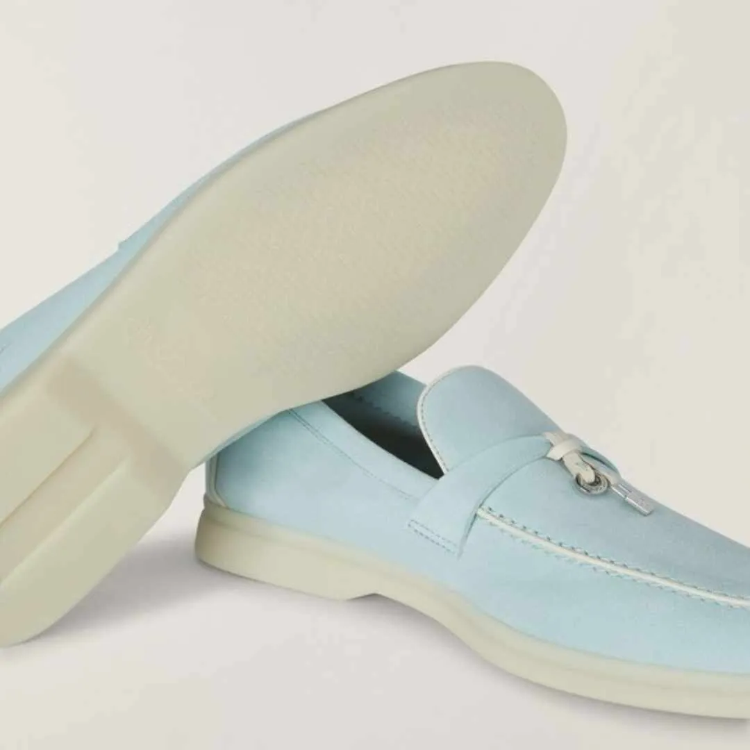 Babouche Charms Azure Sapphire Suede Loafers