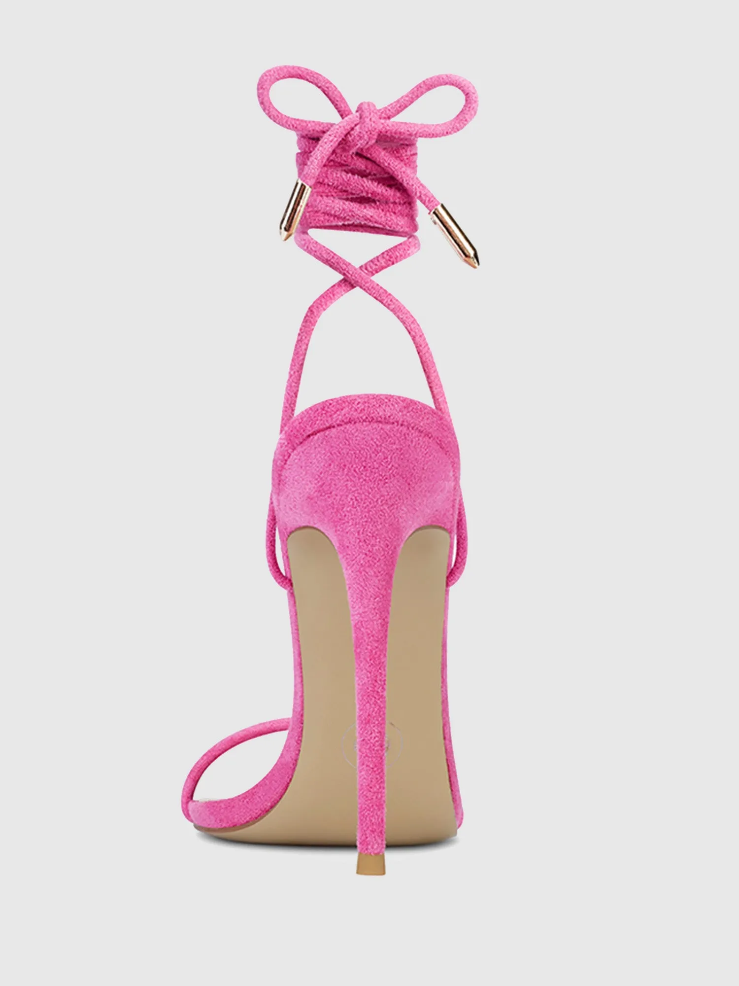 Barely There Lace Up Heel - Deep Pink