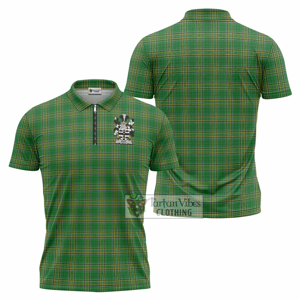 Batt Irish Clan Tartan Zipper Polo Shirt with Coat of Arms