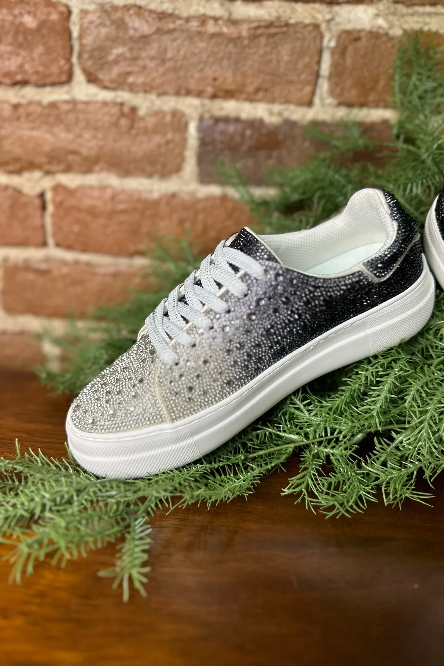 Black & Silver Ombre BEDAZZLE Sneaker By Corky