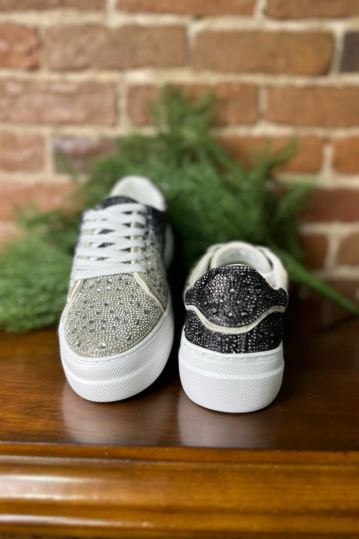 Black & Silver Ombre BEDAZZLE Sneaker By Corky