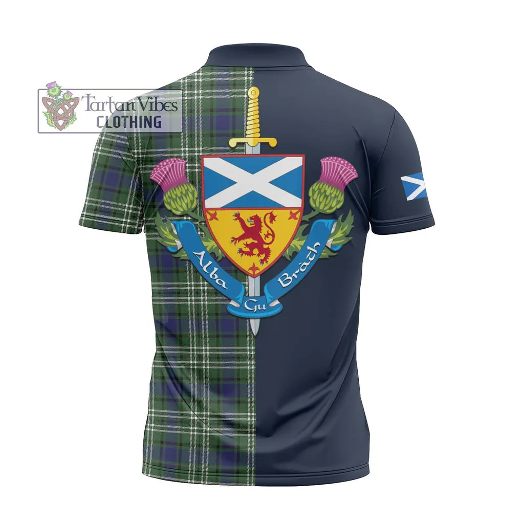 Blyth Tartan Zipper Polo Shirt Alba with Scottish Lion Royal Arm Half Style