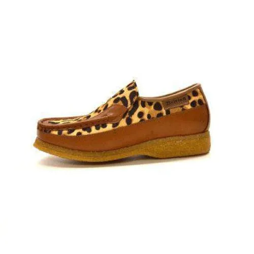 British Walkers Power Cheetah Design Men's Leather Custom Made Slip Ons