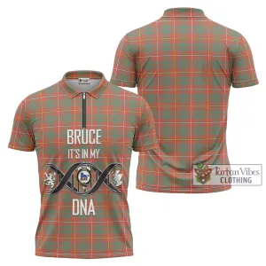 Bruce Ancient Tartan Zipper Polo Shirt with Family Crest DNA In Me Style