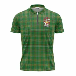 Bryne Irish Clan Tartan Zipper Polo Shirt with Coat of Arms