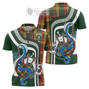 Buchanan Tartan Zipper Polo Shirt with Epic Bagpipe Style