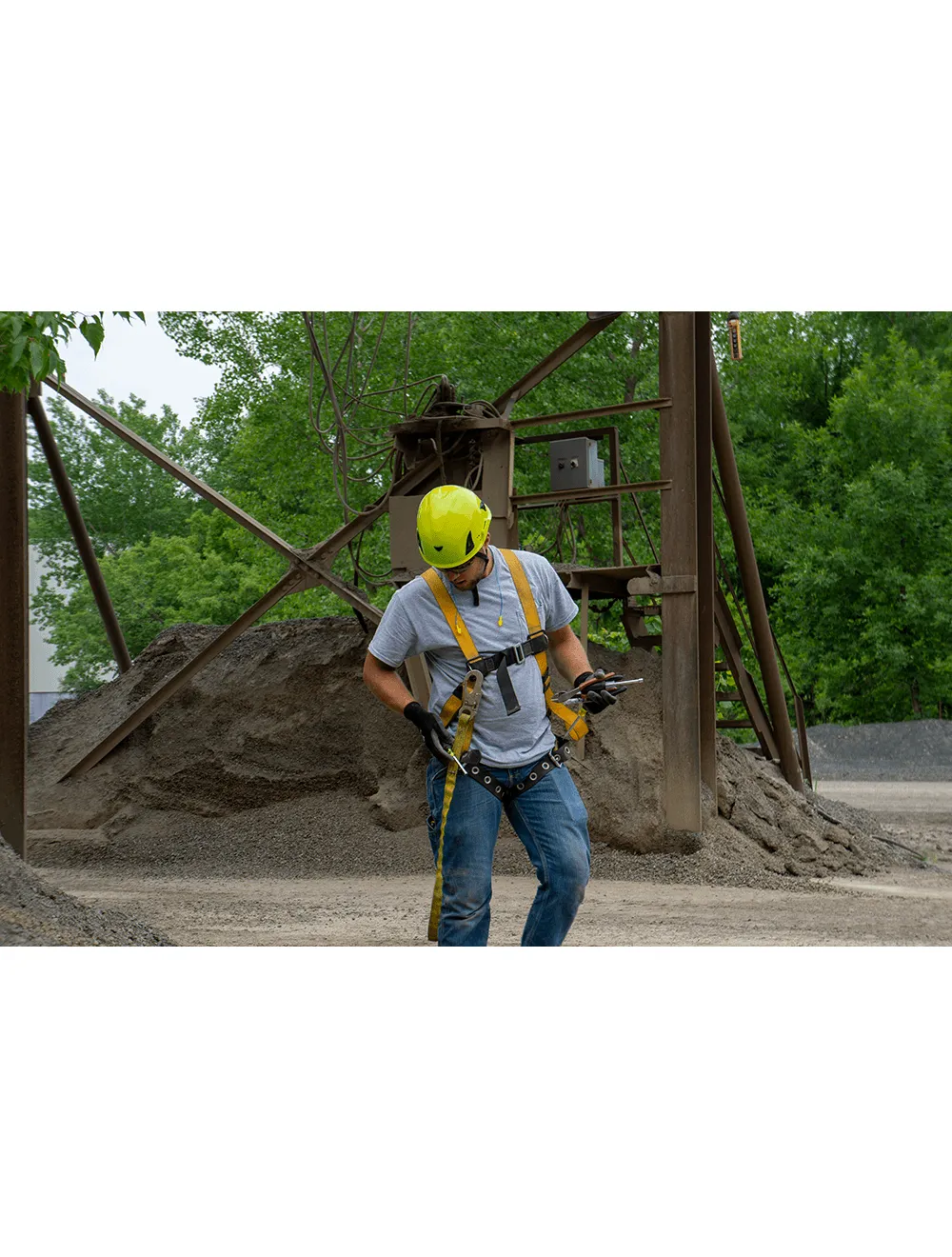 Bullhead Safety™ Head Protection - High-Visibility Yellow/Green Climbing Style Protective Helmet with Six-Point Ratchet Suspension and Four-Point Chin Strap - HH-CH1-YG