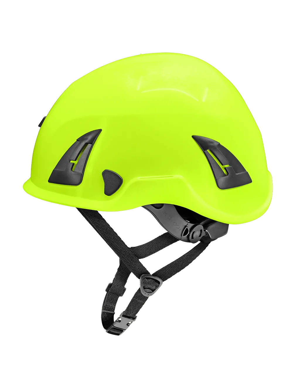 Bullhead Safety™ Head Protection - High-Visibility Yellow/Green Climbing Style Protective Helmet with Six-Point Ratchet Suspension and Four-Point Chin Strap - HH-CH1-YG