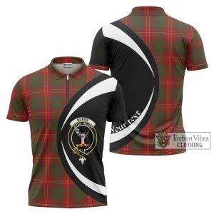 Burns Tartan Zipper Polo Shirt with Family Crest Circle Style