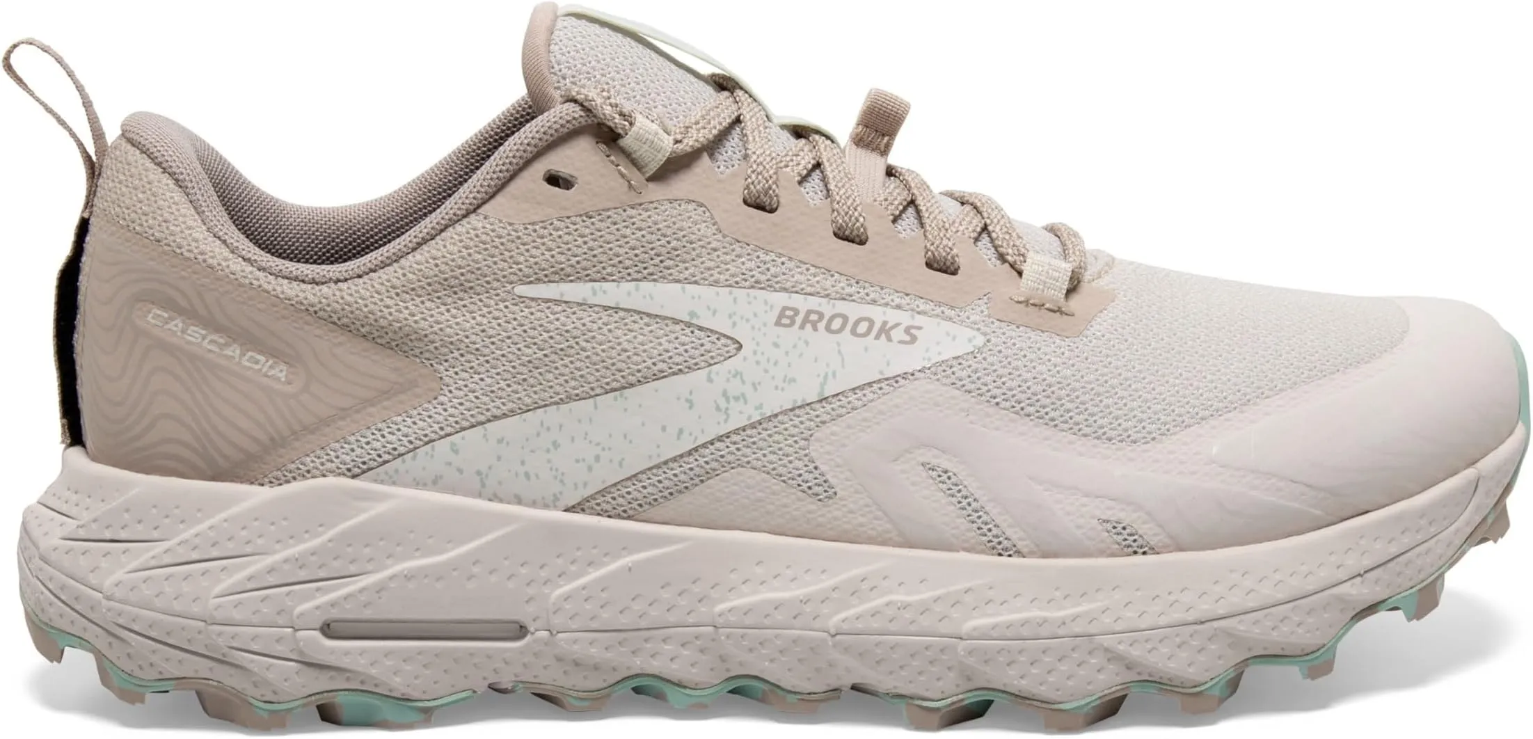 Cascadia 17 Brooks Sneaker in White Sand/Chateau Gray