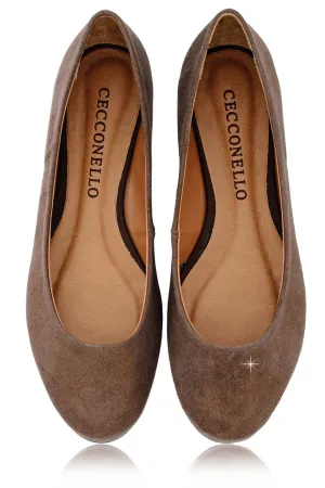 CECCONELLO LEELA Brown Suede Ballerinas