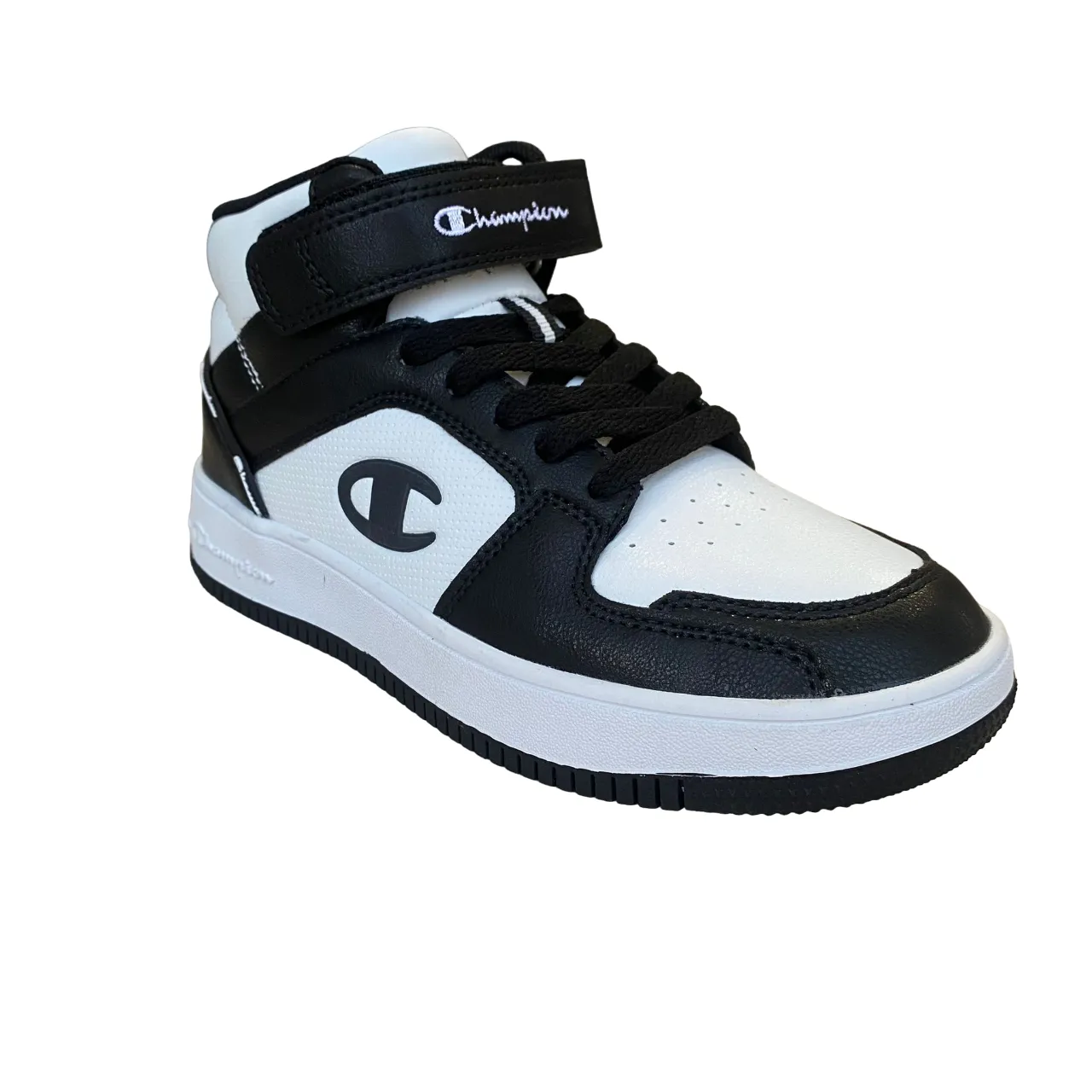 Champion scarpa sneakers da ragazzo con laccio e velcro S32413-WW019 bianco-nero