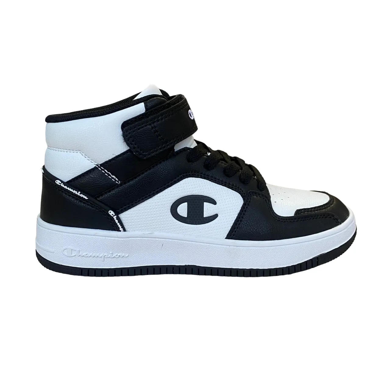 Champion scarpa sneakers da ragazzo con laccio e velcro S32413-WW019 bianco-nero