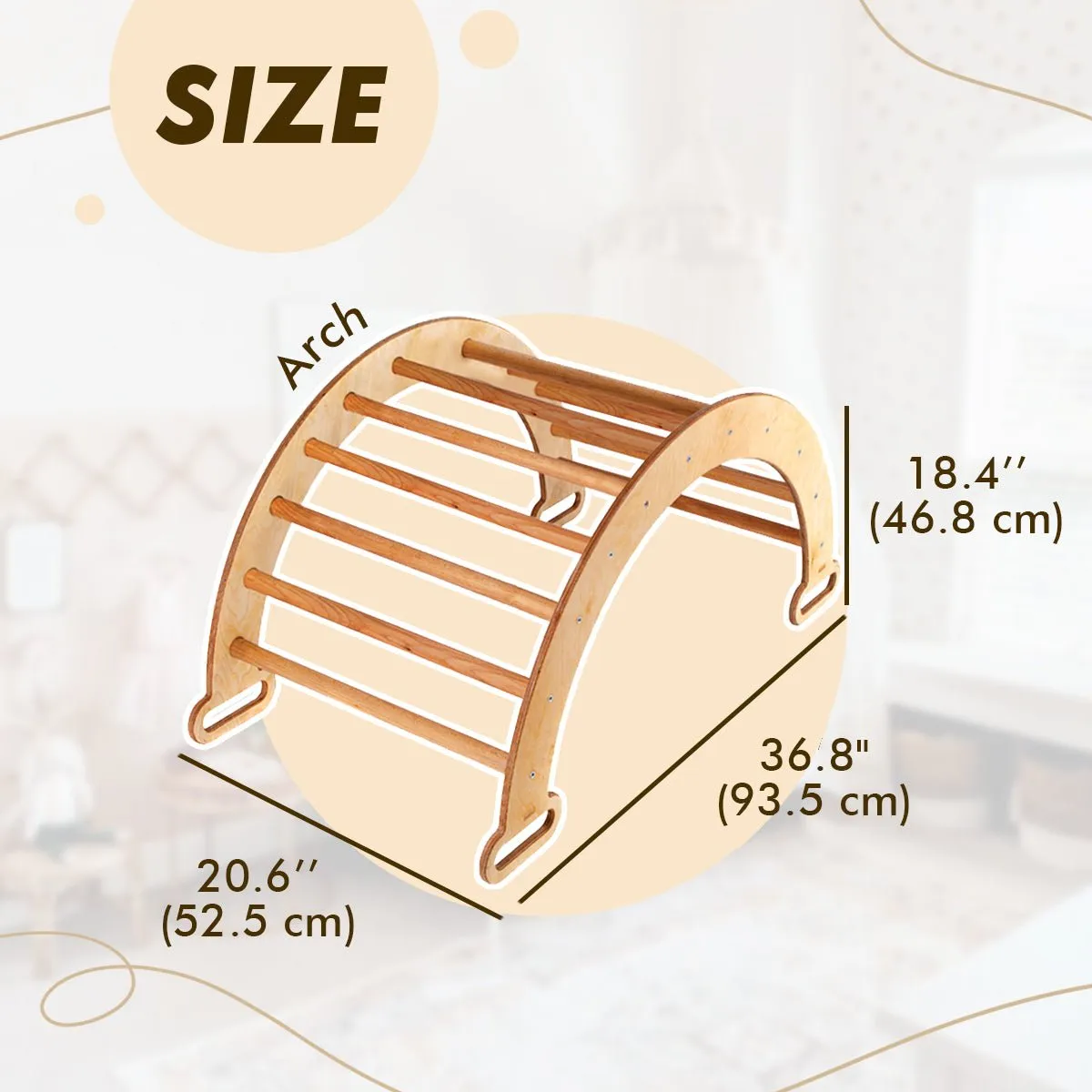 Climbing Arch & Rocker Balance - Montessori Climbers for Kids 1-7 y.o. – Beige