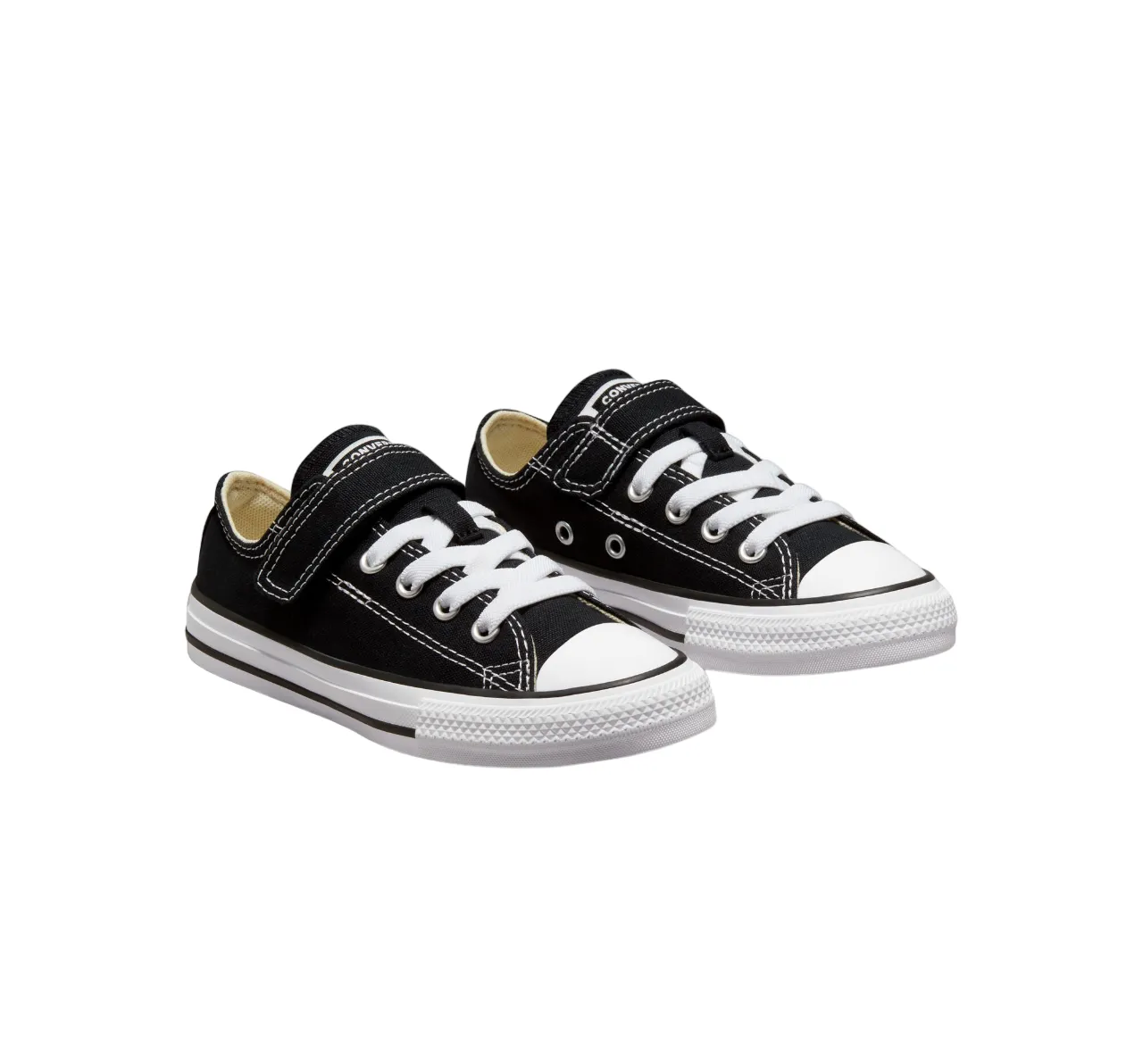 Converse scarpa sneaker da ragazzi con laccio elastico e velcro Chuck Taylor All Star 372881C nero bianco