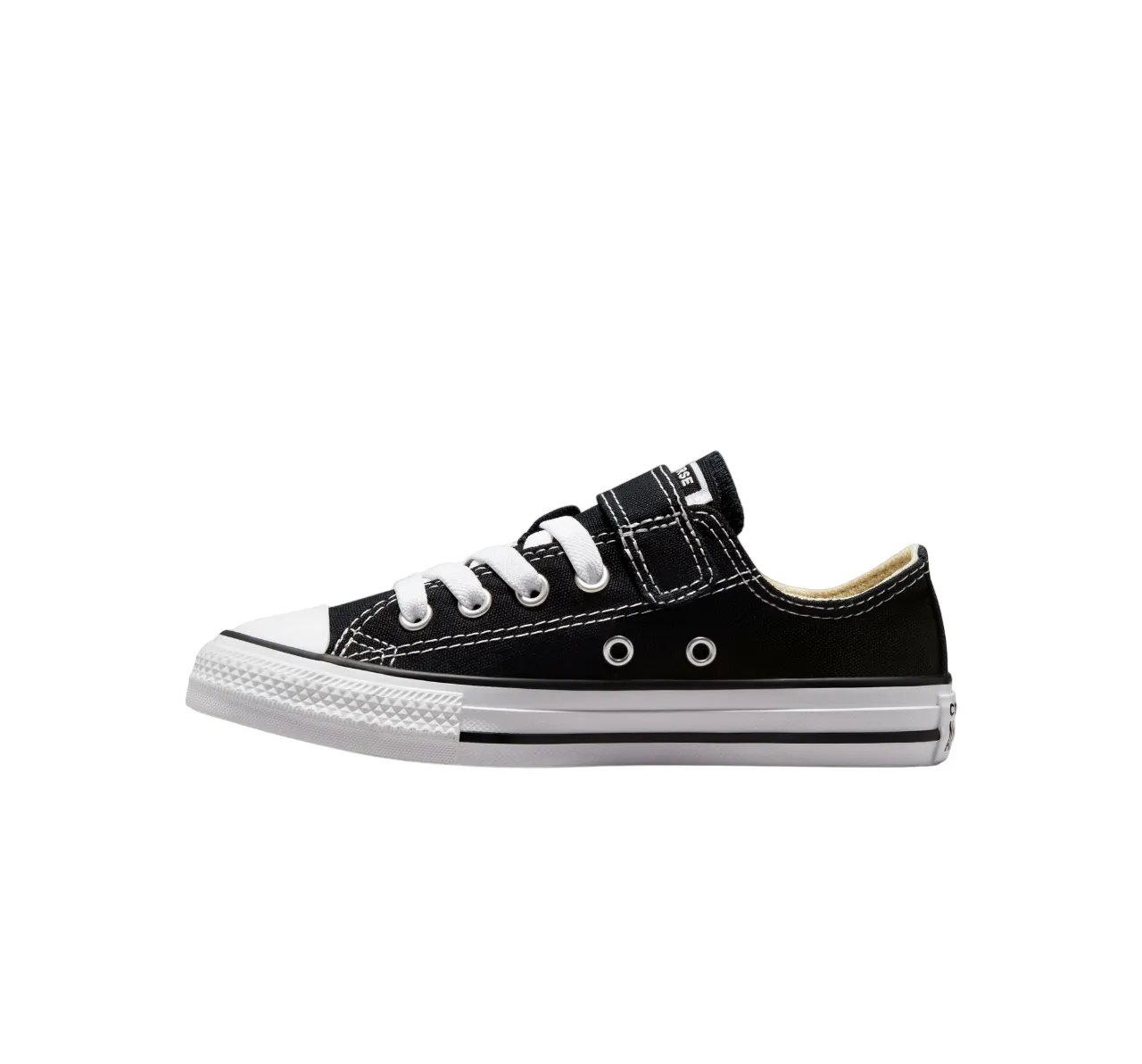 Converse scarpa sneaker da ragazzi con laccio elastico e velcro Chuck Taylor All Star 372881C nero bianco