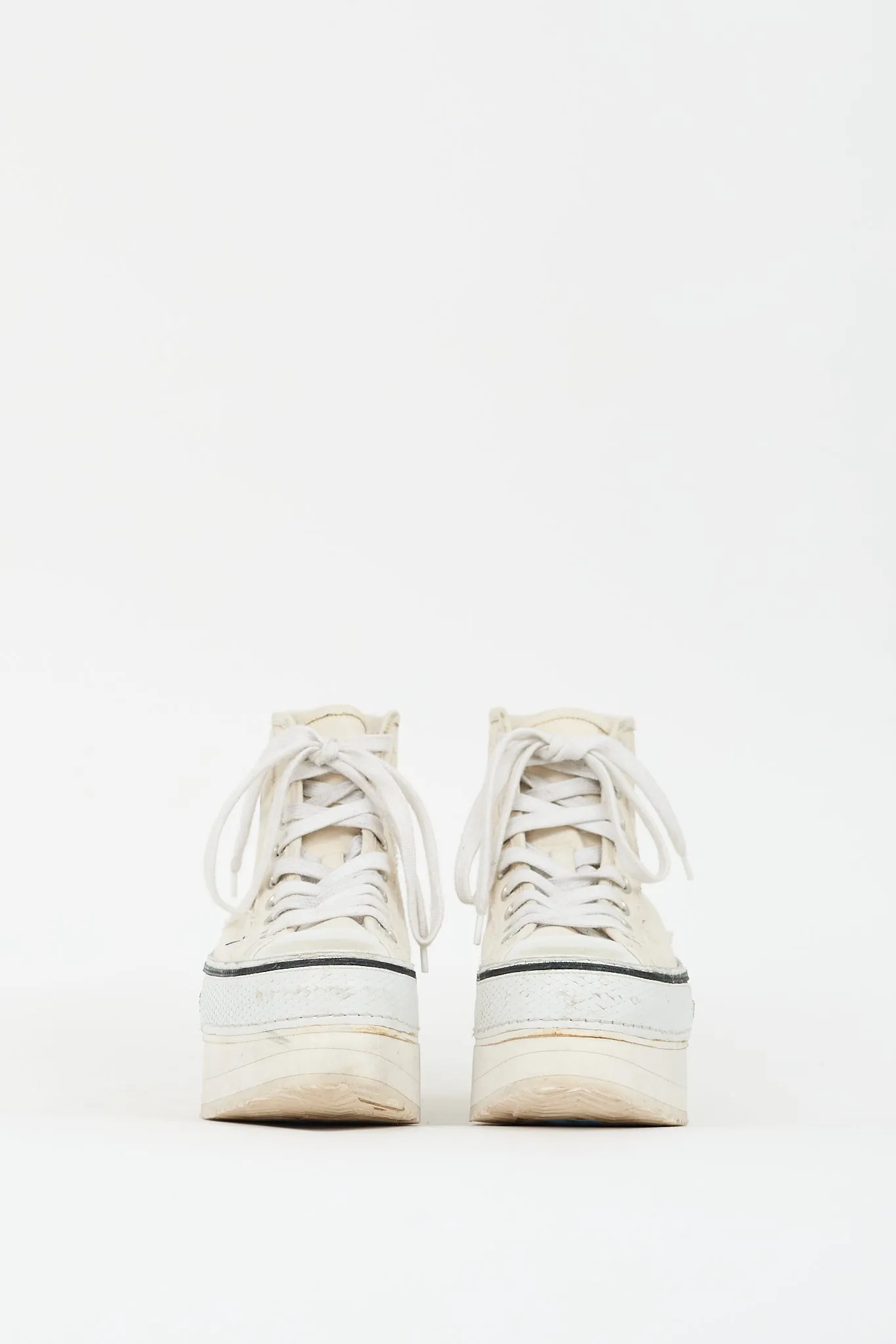 Cream Distressed Courtney Platform Sneaker