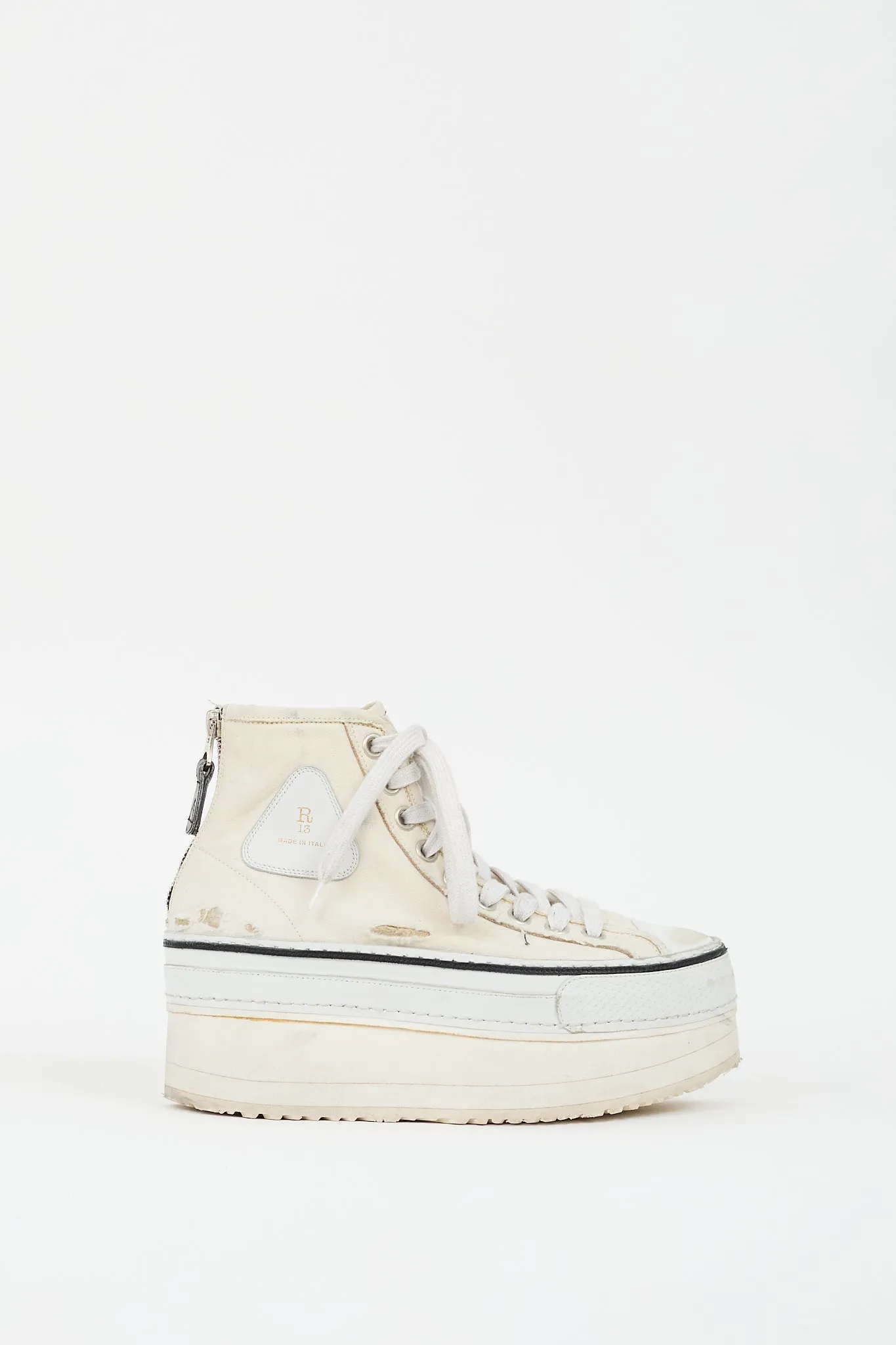 Cream Distressed Courtney Platform Sneaker