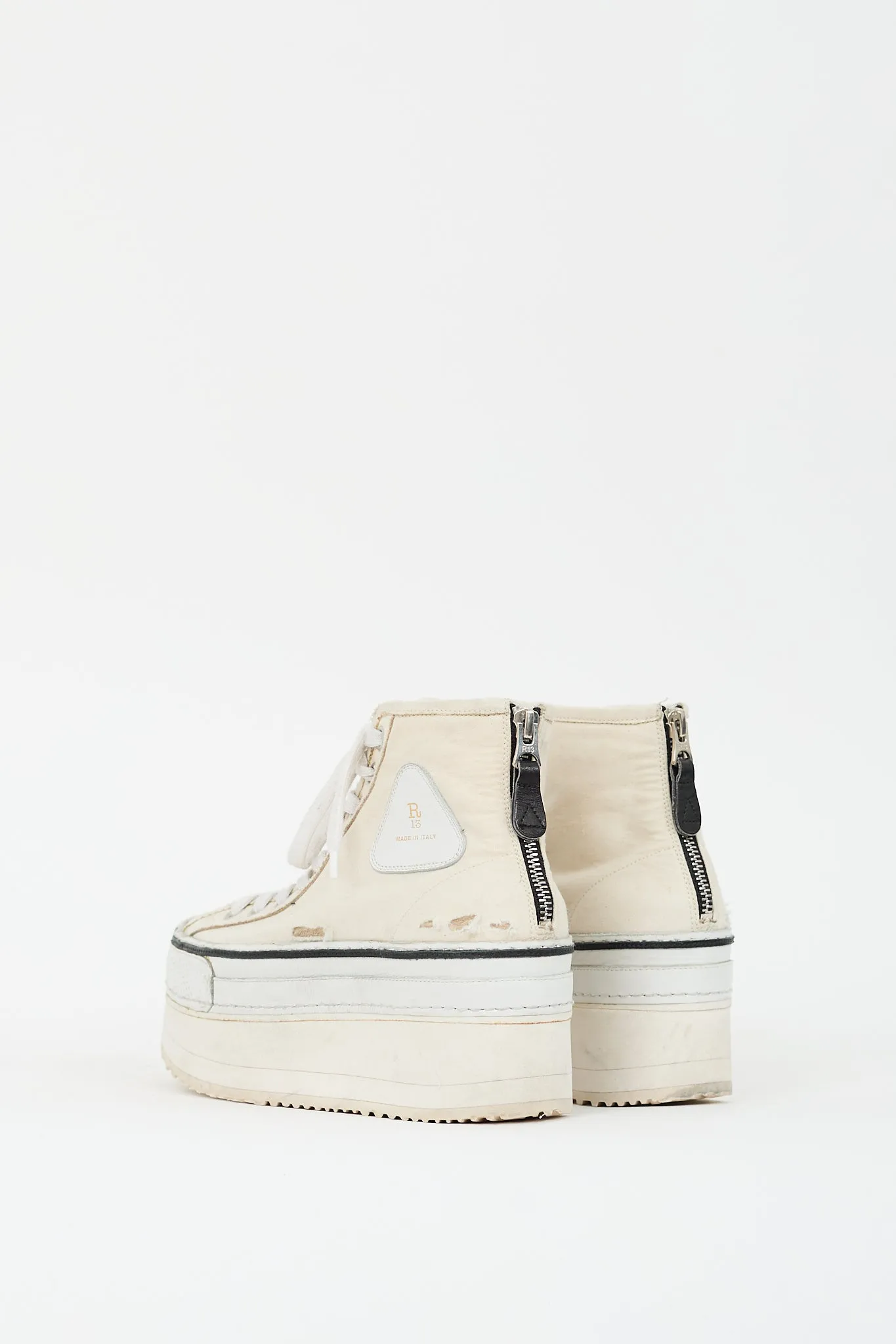 Cream Distressed Courtney Platform Sneaker