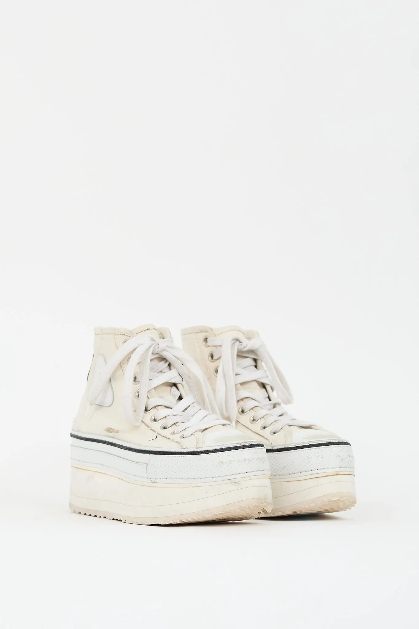 Cream Distressed Courtney Platform Sneaker