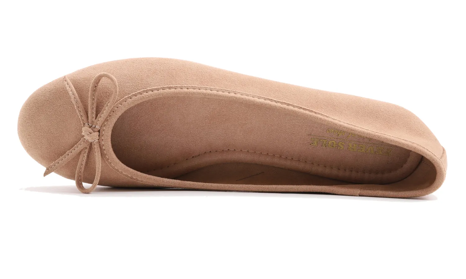 Feversole Women's Macaroon Faux Suede Memory Foam Cushion Insock Soft Ballet Flat Nude