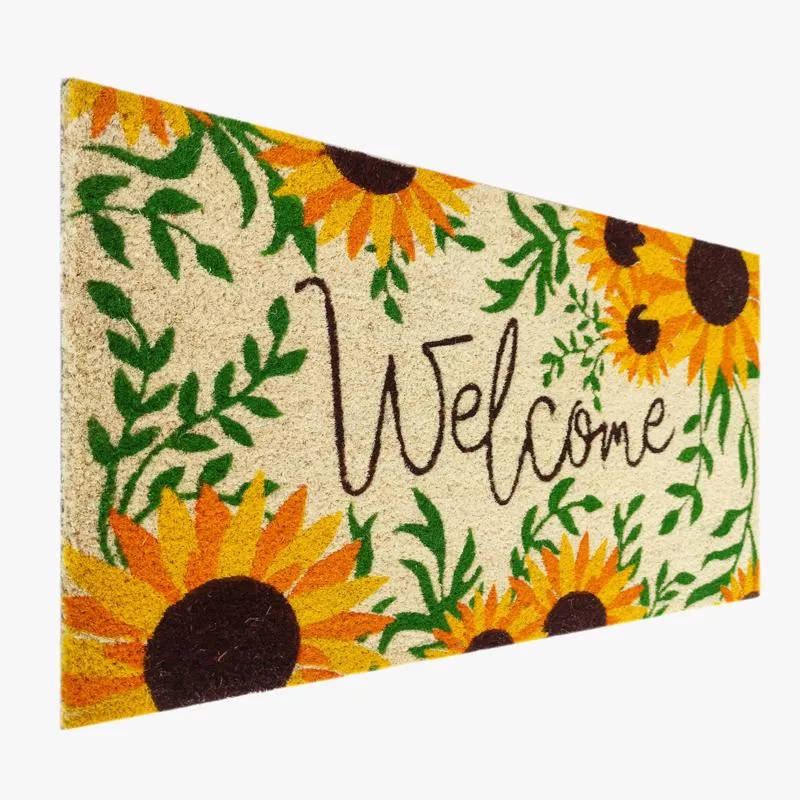 First Concept 18 in. W X 30 in. L Multicolored Welcome Sunflowers Coir Door Mat