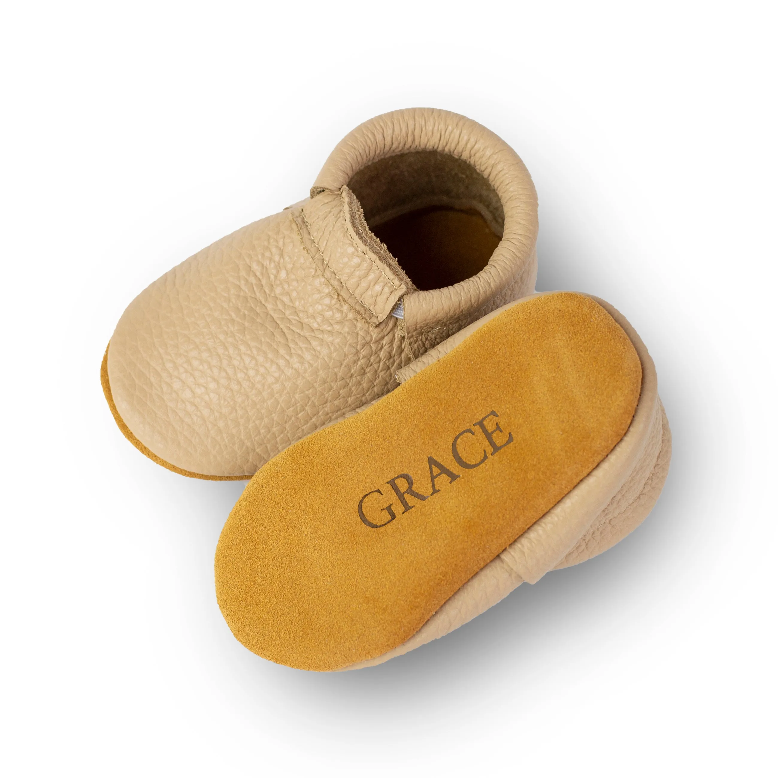 Fringeless Moccasins with Suede Sole. Baby and Toddler Shoes