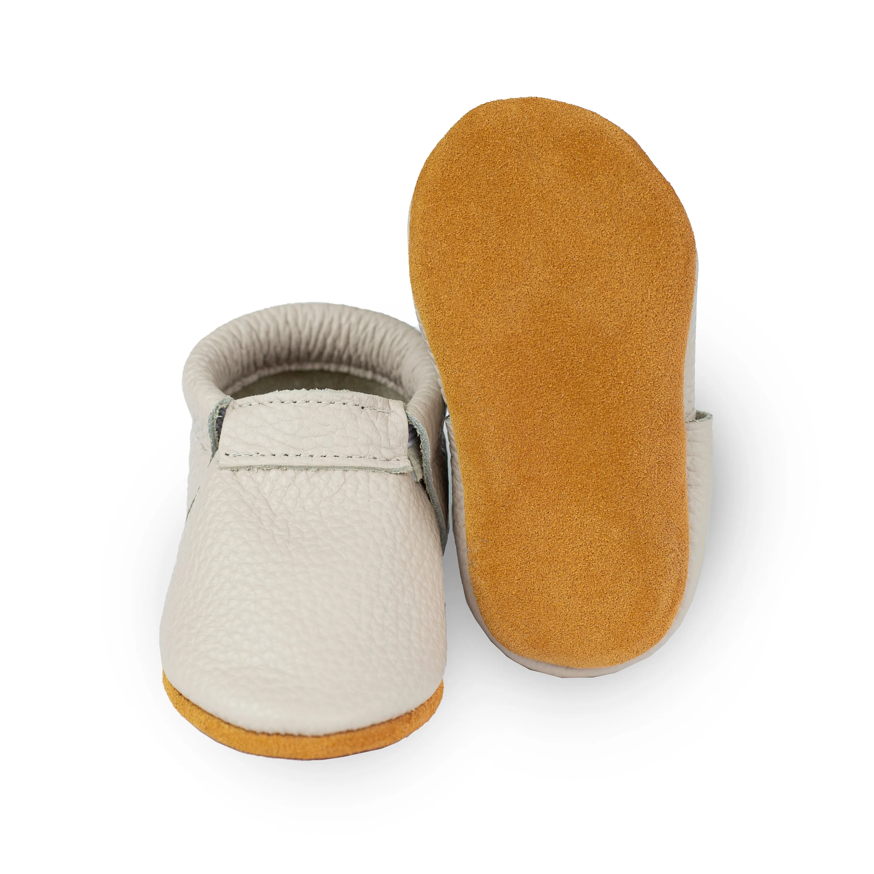 Fringeless Moccasins with Suede Sole. Baby and Toddler Shoes