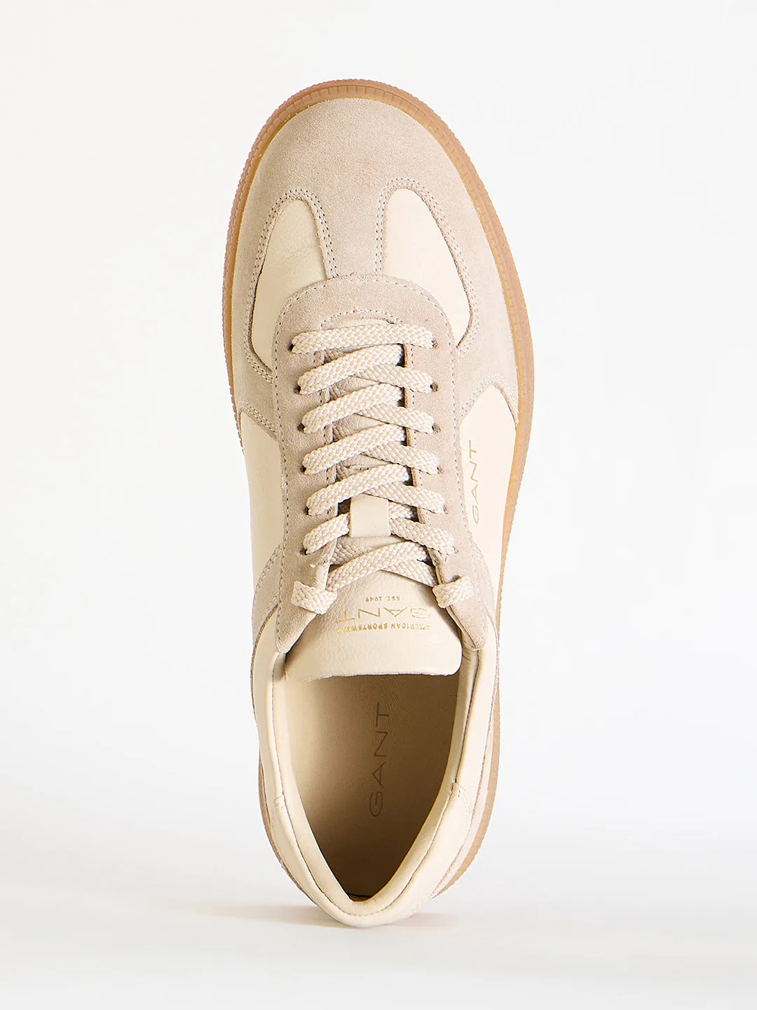 Gant Men Beige Color-Blocked Lace-Up Round Toe Sneakers