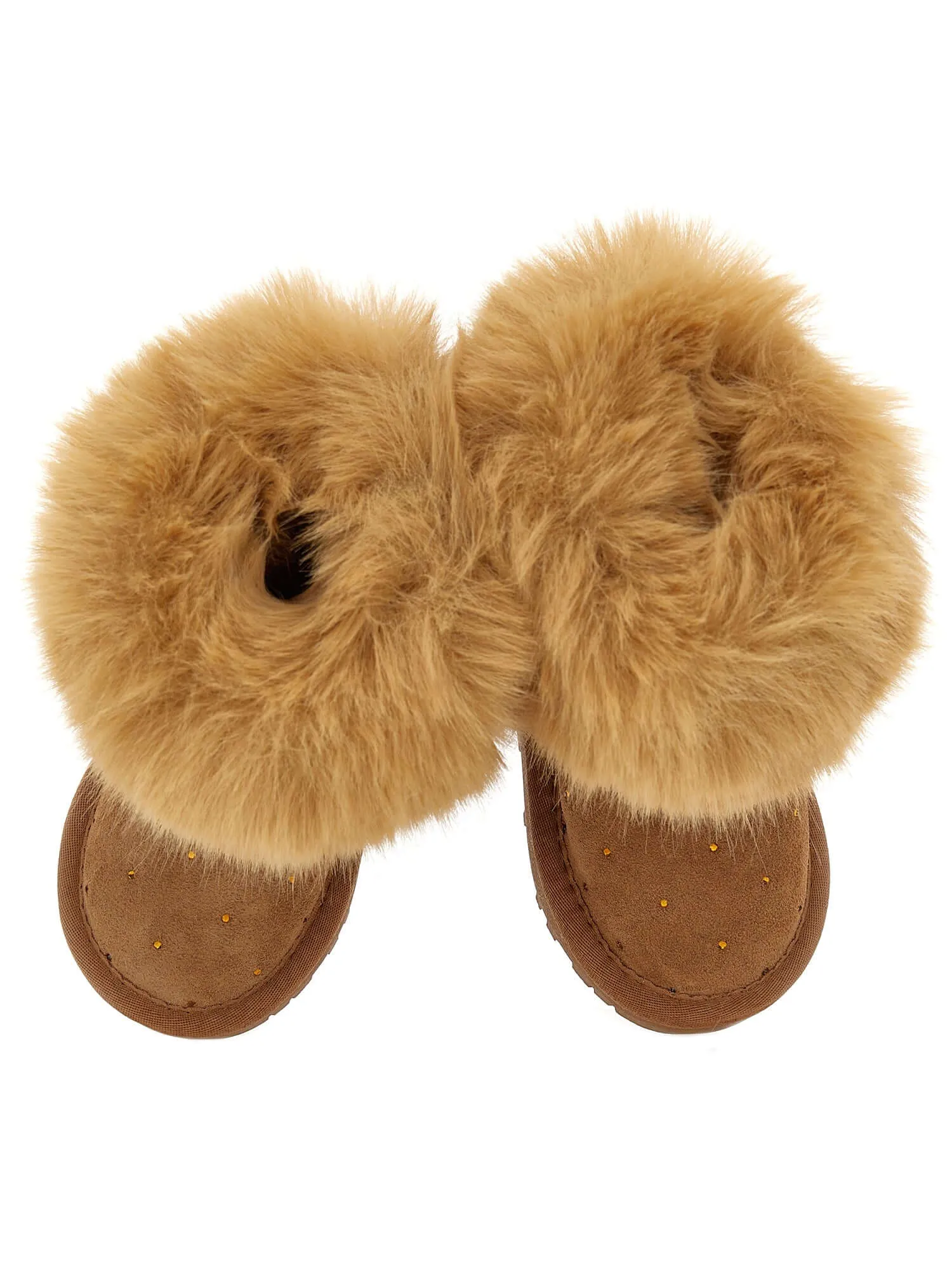 Girls Brown Faux Fur Boots