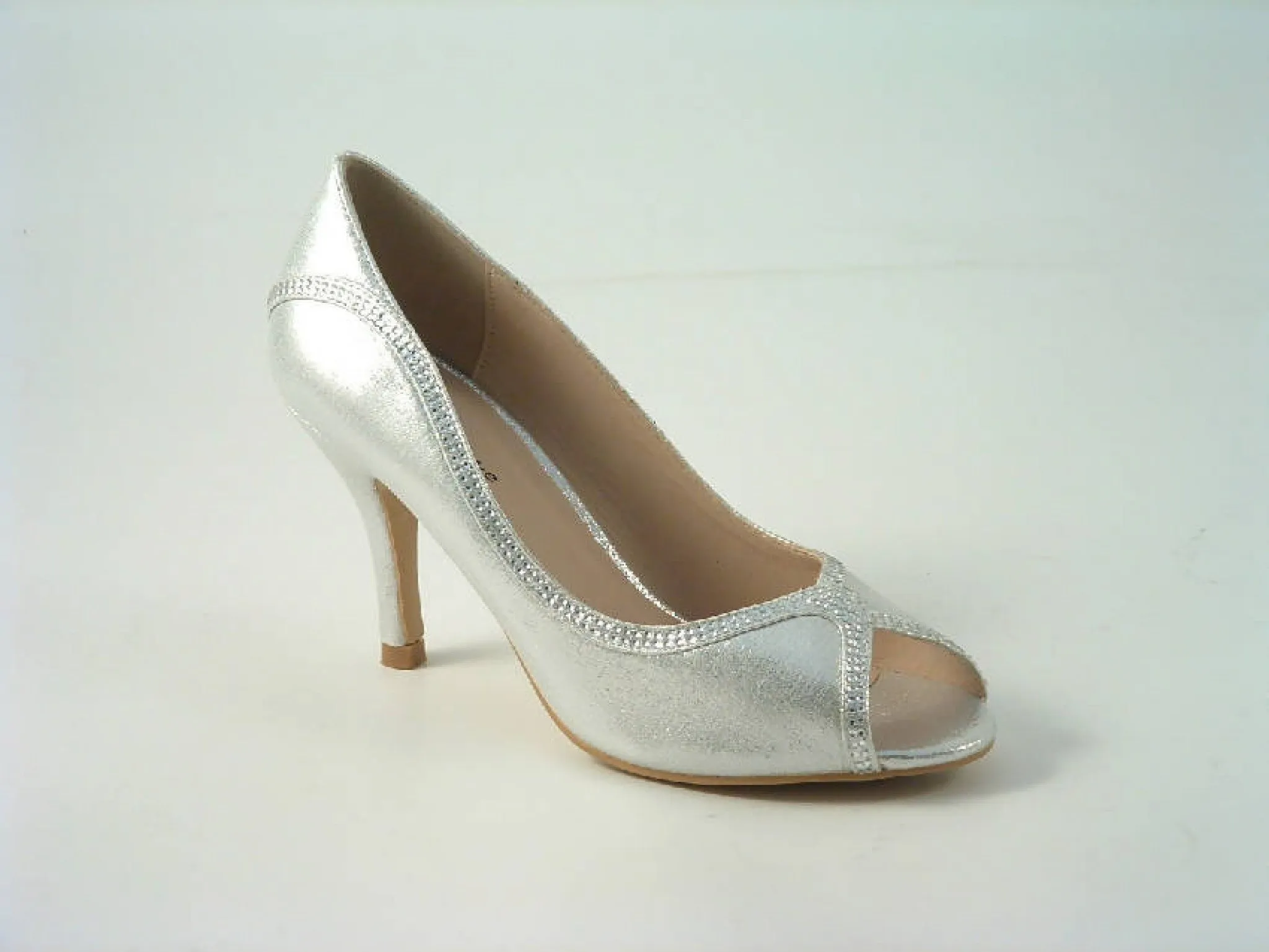 Glitz Shoes Diamante Peep Toe Court Shoe- Sabatiné F88