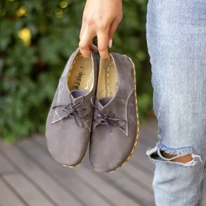 Handmade Barefoot Leather Shoes Gray Nubuck for Women