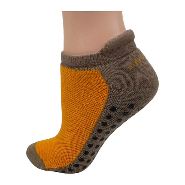 Heel Tab Mesh Top Cotton Anklet Socks with Non-Skid Women's Gripper Socks