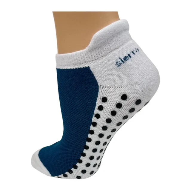 Heel Tab Mesh Top Cotton Anklet Socks with Non-Skid Women's Gripper Socks