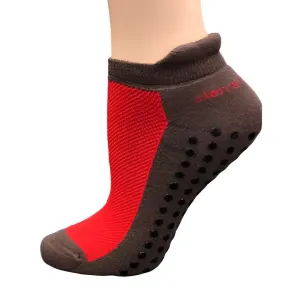 Heel Tab Mesh Top Cotton Anklet Socks with Non-Skid Women's Gripper Socks