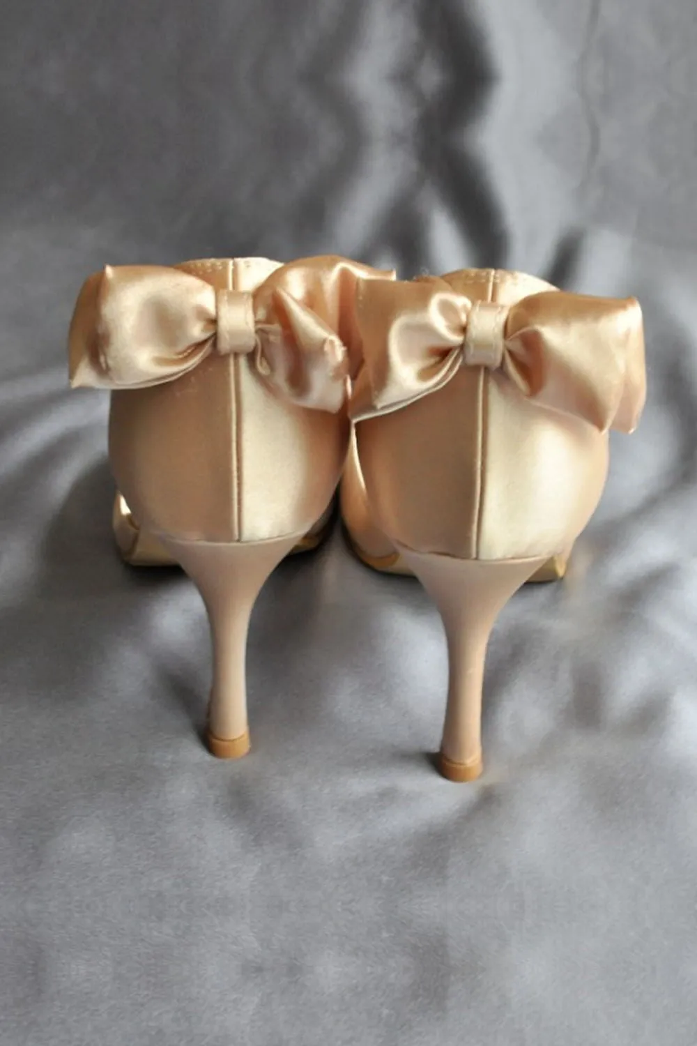 High Heel Peep Toe Wedding Shoes With Bow Knot  S48