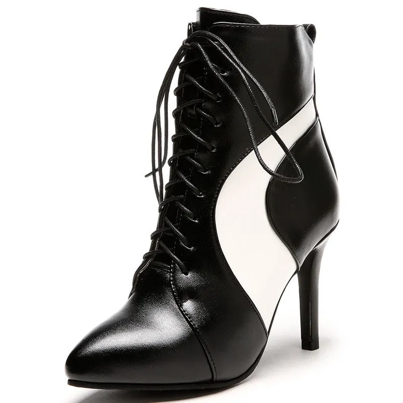 high-heeled lace-up boots