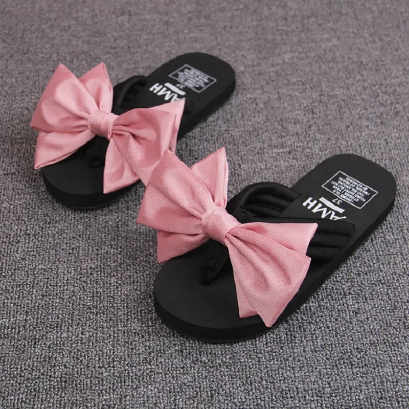 High Quality New Women Pantufa  Outdoor Beach Slipper Flip Flops For Woman Bowtie 5 Color Ladies Leisure NonSlip Shoes  Slides